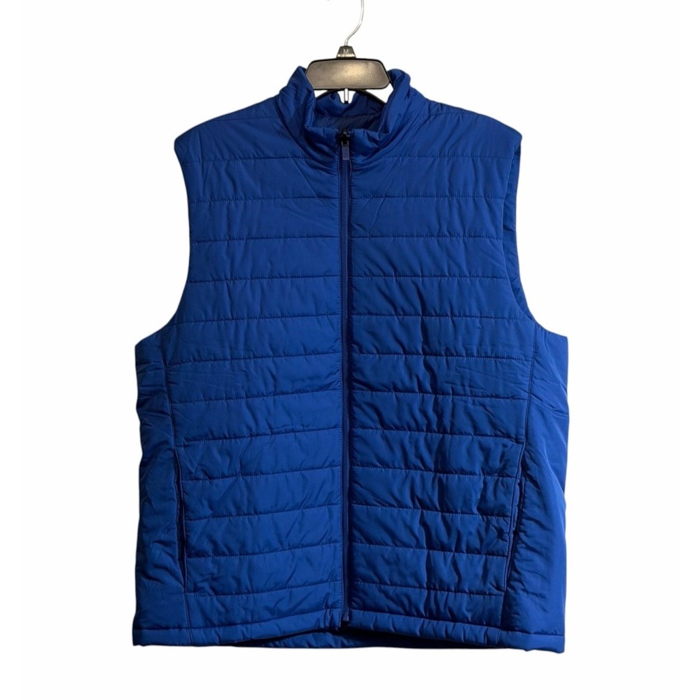 Lands End Puffer Vest Blue Men's Size Large Zip Pockets Outdoor